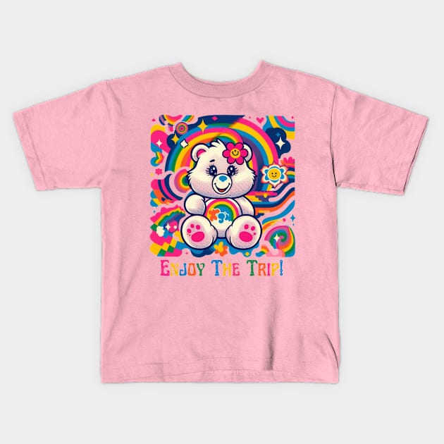 Care Bears Parody - Enjoy The Trip Kids T-Shirt by Tiger Mountain Design Co.